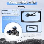 Curved LED License Plate Frame with Light Compatible with Harley Davidson 4" x 7" License Plate (Black)