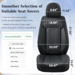 Coverado Seat Covers, Car Seat Covers Front Seats, Black Seat Cover, Waterproof Car Seat Cushion, Front Car Seat Covers Leatherette Car Seat Protector Universal Fit Most Cars