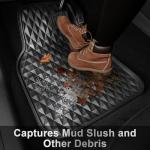 CAR PASS Deep Tray Rubber Car Mats, Heavy Duty All-Weather Floor Mat for Car, Durable Anti-Slip 3D Rhombus Waterproof Car Floor Mats, Universal L~S Fit for Truck SUV Vehicle Automotive, 4 Pieces Black