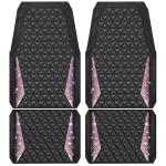 CAR PASS Bling Rubber Car Mats Diamond Floor Mats Full Set Anti-Slip 3D Rhombus Waterproof Universal Trim to Fit Liner Glitter Crystal Sparkly Shining Rhinestone Girl Women SUV Sedan Van, Black Pink