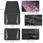 CAR PASS Bling Rubber Car Mats Diamond Floor Mats Full Set Anti-Slip 3D Rhombus Waterproof Universal Trim to Fit Liner Glitter Crystal Sparkly Shining Rhinestone Girl Women SUV Sedan Van, Black Pink