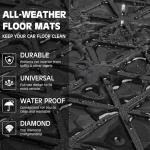 CAR PASS Bling Rubber Car Mats Diamond Floor Mats Full Set Anti-Slip 3D Rhombus Waterproof Universal Trim to Fit Liner Glitter Crystal Sparkly Shining Rhinestone Girl Women SUV Sedan Van, Black Pink