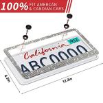 Sparkly Bling Stainless Steel License Plate Frames for Women, 1PCS | Over 1000 pcs 14 Facets Bedazzled Clear Glass Diamond Rhinestone Crystals w/Free Glitter Diamond Box (White)