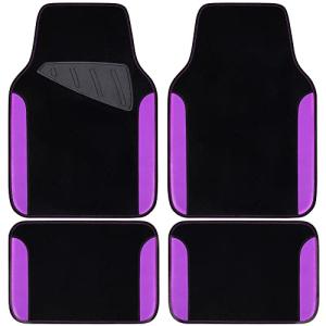 CAR PASS Waterproof Universal Fit Car Floor Mats, Faux Leather Car Carpet Mats with Anti-Slip Nibbs Backing & Driver Heel Pad Fit for SUV,Vans,sedans, Trucks,Set of 4pcs for Women (Black with Purple)