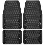 CAR PASS Bling Diamond Car Mats Rubber Floor Mats Full Set Anti-Slip 3D Rhombus Waterproof Trim to Fit Liner Universal Glitter Crystal Sparkly Shining Rhinestone Girl Women SUV Sedan, Black Diamond