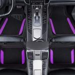 CAR PASS Waterproof Universal Fit Car Floor Mats, Faux Leather Car Carpet Mats with Anti-Slip Nibbs Backing & Driver Heel Pad Fit for SUV,Vans,sedans, Trucks,Set of 4pcs for Women (Black with Purple)