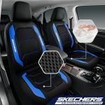 Skechers Air-Cooled & Memory Foam Seat Covers-Leather Car Seat Cover Supply Ultimate Comfort & Support,Seat Covers Full Sets,Airbag Compatible Universal Fit for Most Cars,Vans,Trucks,SUVs,Blue