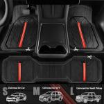 CAR PASS Rubber Floor Mats for Cars, Car Mats Full Sets DeepDish,Universal S~L Size Trim-to Fit Automotive Floor Mat for Truck Van SUV, Heavy Duty Waterproof All-Weather Floor liners Durable Black Red
