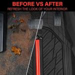 CAR PASS Rubber Floor Mats for Cars, Car Mats Full Sets DeepDish,Universal S~L Size Trim-to Fit Automotive Floor Mat for Truck Van SUV, Heavy Duty Waterproof All-Weather Floor liners Durable Black Red