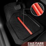 CAR PASS Rubber Floor Mats for Cars, Car Mats Full Sets DeepDish,Universal S~L Size Trim-to Fit Automotive Floor Mat for Truck Van SUV, Heavy Duty Waterproof All-Weather Floor liners Durable Black Red