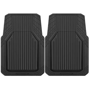 CAR PASS Heavy Duty Rubber Floor Mats for Car, Waterproof Deep Dish Car Mats Two Front, Universal Trim to Fit for SUV Truck Sedans Vans, All Weather Automotive Floor Mats 2pcs, Solid Black