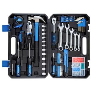 CARTMAN 180-Piece Socket Wrench Auto Repair Tool Combination Package Mixed Tool Set Hand Tool Kit with Plastic Toolbox Storage Case Blue