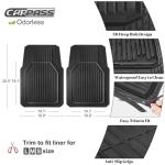 CAR PASS Heavy Duty Rubber Floor Mats for Car, Waterproof Deep Dish Car Mats Two Front, Universal Trim to Fit for SUV Truck Sedans Vans, All Weather Automotive Floor Mats 2pcs, Solid Black
