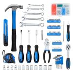CARTMAN 180-Piece Socket Wrench Auto Repair Tool Combination Package Mixed Tool Set Hand Tool Kit with Plastic Toolbox Storage Case Blue