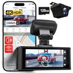 REDTIGER 4K HDR Dash Cam Front and Rear, STARVIS 2 Sensor, 5.8GHz WiFi APP, 3.18" Touchscreen, Voice Control, 128G Card Included, WDR, Dash Camera for Cars with GPS, 24H Parking Mode(F7N Elite)