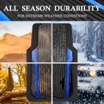CAR PASS Heavy Duty Rubber Car Mats Metallic,Aluminum Film All Weather Floor Mats Waterproof Universal Trim to Fit Automotive SUV Sedan Van 4 Piece Anodized Deep Dish Two-Tone Sporty Black Blue Chrome