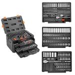 VEVOR Mechanics Tool Set and Socket Set, 1/4" 3/8" 1/2" Drive Deep and Standard Sockets, 450 Pcs SAE and Metric Mechanic Tool Kit with Bits, Hex Wrenches, Combination Wrench, Accessories, Storage Case