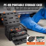 VEVOR Mechanics Tool Set and Socket Set, 1/4" 3/8" 1/2" Drive Deep and Standard Sockets, 450 Pcs SAE and Metric Mechanic Tool Kit with Bits, Hex Wrenches, Combination Wrench, Accessories, Storage Case