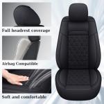 Coverado Ram Seat Covers Full Set, Waterproof Ram 1500 Seat Cover Compatible with 2002-2025 Dodge RAM 1500 2500 3500 Crew Quad Cab with Curved Bench, Black