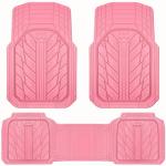 CAR PASS Heavy Rubber Car Floor Mats, Deep Waterproof Car Mats All Weather, Universal Trim-to Fit Automotive Floor Mats for Car SUV Truck Van, Durable Cute Floor Liners for Women Girly (All Pink)