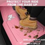 CAR PASS Heavy Rubber Car Floor Mats, Deep Waterproof Car Mats All Weather, Universal Trim-to Fit Automotive Floor Mats for Car SUV Truck Van, Durable Cute Floor Liners for Women Girly (All Pink)