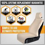 Gorla Gear Beige Premium Universal Fit Waterproof Stain Resistant Tan Khaki Car Seat Cover Neoprene Non-Slip Bucket Seat Dog Sweat Proof Protector Save Your Leather Cloth Seats Van Truck SUV Sedan
