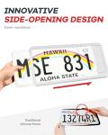 Aujen Silicone License Plate Frames, 2 Pack White Side-Opening License Bracket Holder, Without Obstruction. Rustproof, Rattle Proof & Weatherproof Universal