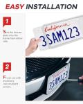 Aujen Silicone License Plate Frames, 2 Pack White Side-Opening License Bracket Holder, Without Obstruction. Rustproof, Rattle Proof & Weatherproof Universal