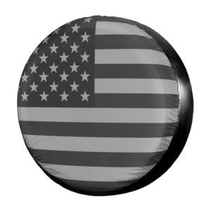 Spare Tire Cover for RV Trailer, 15 Inch Dustproof Leather Wheel Cover for Tire Diameter 27"-29", Waterproof American USA Flag Spare Tire Cover Protection for Truck, Trailer, RV, SUV, Camper (15in)