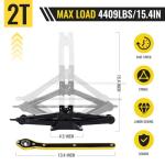 ZIBIAO Car Jack Kit, Scissors Jack car, Max 2 ton (4,409 lb) Capacity, tire Jack Tool kit, Power Saving Ratchet Handles, Steel Scissors for tire Wrenches only, for Emergency use only