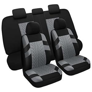 Pariitadin Car Seat Covers Full Set, Washable and Breathable Premium Cloth Automotive Vehicle Seat Cover for Car Interior, Universal Fit for Most Cars, Sedan, Truck, SUV(Black/Gray)