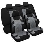 Pariitadin Car Seat Covers Full Set, Washable and Breathable Premium Cloth Automotive Vehicle Seat Cover for Car Interior, Universal Fit for Most Cars, Sedan, Truck, SUV(Black/Gray)