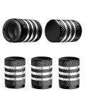 Tire Valve Stem Cap Cover - (5 Pack) Tire Air Caps Metal with Plastic Liner Corrosion Resistant Leak-Proof for Car Truck Motorcycle SUV and Bike Black