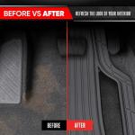 Motor Trend ChromeTech Car Floor Mats Full Set - Durable Rubber Floor Mats for Cars with Two Tone Accent, All Weather Interior Protection for Front and Rear with Non-Slip Backing, Gray/Black