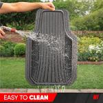 Motor Trend ChromeTech Car Floor Mats Full Set - Durable Rubber Floor Mats for Cars with Two Tone Accent, All Weather Interior Protection for Front and Rear with Non-Slip Backing, Gray/Black