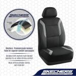 Skechers Memory Foam Car Seat Covers, Air Cool Mesh Thick Seat Covers, Gray Two Front Car Seat Protector, Airbag Compatible, Automotive Comfort & Protection for Most Cars, Van,Trucks, SUV,Grey