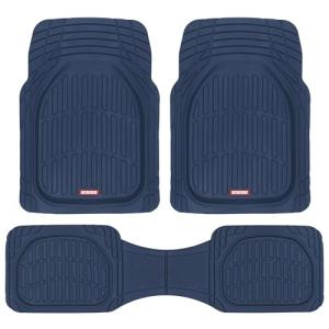 Motor Trend FlexTough Floor Mats for Cars, Blue Deep Dish All-Weather Car Mats, Waterproof Trim-to Fit Automotive Floor Mats for Cars Trucks SUV, Universal Floor Liner Car Accessories