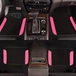 CAR PASS Rainbow Waterproof Universal Fit Faux Leather Car Carpet- Anti-Slip Nibbed Backing Floor Mats for SUV, Vans,Sedans,Trucks, Automotive Set of 4 for Women&Cute Girly (Black with Pink)