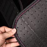 CAR PASS Rainbow Waterproof Universal Fit Faux Leather Car Carpet- Anti-Slip Nibbed Backing Floor Mats for SUV, Vans,Sedans,Trucks, Automotive Set of 4 for Women&Cute Girly (Black with Pink)