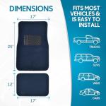 BDK Classic Carpet Floor Mats for Car & Auto - Universal Fit -Front & Rear with Heelpad (Blue) - MT-100-BL