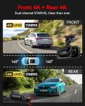 IIWEY 4K+4K Dash Cam Front and Rear, Dual STARVIS w/HDR, 5G WiFi-6 (up to 20MB/s) with App, 128G SD Card Included, GPS, Dash Camera for Cars with 24/7 Parking Mode, 3.18 Inch IPS, 170° Wide Angle