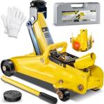 AUTOWN 2 Ton (4000 lbs) Low Profile Hydraulic Trolley Floor Jack Kits with Solid Storage Case and Rubber Pad, Portable Car Floor Jack with Lifting Range 4.9"-11.8", for Auto, Yellow
