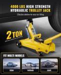 AUTOWN 2 Ton (4000 lbs) Low Profile Hydraulic Trolley Floor Jack Kits with Solid Storage Case and Rubber Pad, Portable Car Floor Jack with Lifting Range 4.9"-11.8", for Auto, Yellow