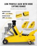 AUTOWN 2 Ton (4000 lbs) Low Profile Hydraulic Trolley Floor Jack Kits with Solid Storage Case and Rubber Pad, Portable Car Floor Jack with Lifting Range 4.9"-11.8", for Auto, Yellow
