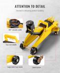 AUTOWN 2 Ton (4000 lbs) Low Profile Hydraulic Trolley Floor Jack Kits with Solid Storage Case and Rubber Pad, Portable Car Floor Jack with Lifting Range 4.9"-11.8", for Auto, Yellow