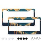 Mountains Forest License Plate Frames - 2 Pcs Set 2 Holes Metal Aluminum Auto Car Accessories Decoration License Plate Frame 6.3" x 12.2" Fit US Vehicles for Women Men Gift