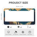 Mountains Forest License Plate Frames - 2 Pcs Set 2 Holes Metal Aluminum Auto Car Accessories Decoration License Plate Frame 6.3" x 12.2" Fit US Vehicles for Women Men Gift