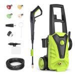 Electric Pressure Washer, 2.0 GPM – High Pressure Power Washer with Foam Cannon, 4 Quick-Connect Nozzles, 23ft Hose & Compact Storage for Cars, Patios & Home Cleaning, Green