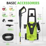 Electric Pressure Washer, 2.0 GPM – High Pressure Power Washer with Foam Cannon, 4 Quick-Connect Nozzles, 23ft Hose & Compact Storage for Cars, Patios & Home Cleaning, Green