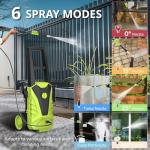 Electric Pressure Washer, 2.0 GPM – High Pressure Power Washer with Foam Cannon, 4 Quick-Connect Nozzles, 23ft Hose & Compact Storage for Cars, Patios & Home Cleaning, Green
